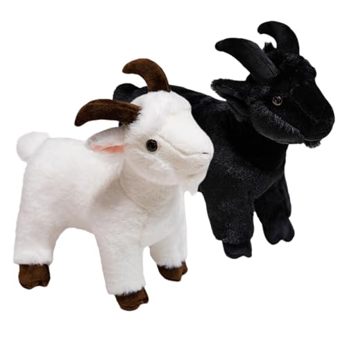 Eastuy 2 Stück Ziege Plüschtier 30cm Ziege Kuscheltier Stofftier Realistische Ziege Plüsch Spielzeug Weich und Kawai i Goat Plüschfigur Ziege Plushie Geschenk für Kinder Mädchen Junge-n von Eastuy