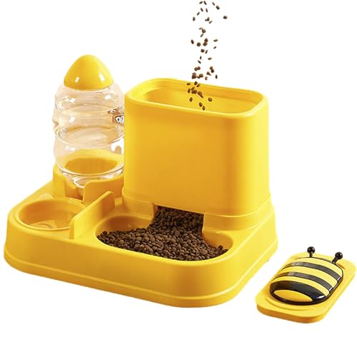 Eastuy Futternäpfe für Katzen, Katzennäpfe für Hauskatzen,2-in-1 Bienen-/-Wasser- und Futternapf-Set für Haustiere - Automatische Katzenfutterspender mit großer Kapazität, Schwerkraft-Futterspender von Eastuy