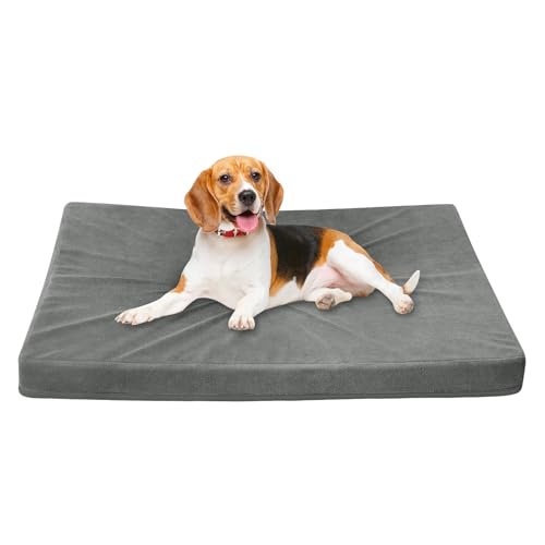 Easy-Going Hundebett für große Hunde, 100 % wasserdicht, Deluxe-Plüsch-Hundebett mit rutschfester Unterseite, Eierkisten-Schaumstoff und maschinenwaschbarer Haustierbettbezug (111,8 x 81,3 x 7,6 cm, von Easy-Going