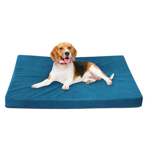 Easy-Going Hundebett für große Hunde, 100 % wasserdicht, Deluxe-Plüsch-Hundebett mit rutschfester Unterseite, Eierkisten-Schaumstoff und maschinenwaschbarer Haustierbettbezug (111,8 x 81,3 x 7,6 cm, von Easy-Going