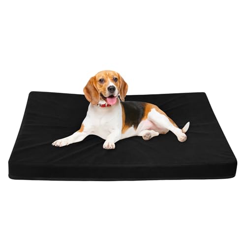 Easy-Going Hundebett für große Hunde, 100% wasserdichtes Deluxe-Plüsch-Hundebett mit rutschfester Unterseite, Eierkisten-Schaumstoff und maschinenwaschbarem Haustierbettbezug (111,8 x 81,3 x 7,6 cm, von Easy-Going