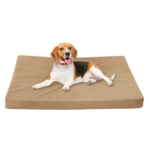 Easy-Going Hundebett für große Hunde, 100% wasserdichtes Deluxe-Plüsch-Hundebett mit rutschfester Unterseite, Eierkisten-Schaumstoff und maschinenwaschbarem Haustierbettbezug (111,8 x 81,3 x 7,6 cm, von Easy-Going