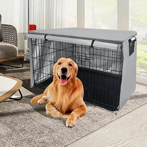 Abdeckung für Hundekäfig, strapazierfähig, Oxford-Stoff, für den Garten, Innenhof, Hundekäfig-Schutz (grau, 109 x 74 cm) von EasyByMall