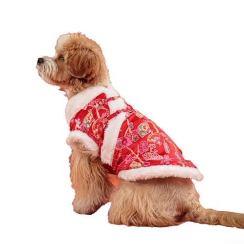 Chinesischer Tang-Anzug für Hunde, festliches Haustier-Cheongsam für Feiern und Veranstaltungen, bequemes Baumwoll-Outfit für Welpen (L) von EasyByMall