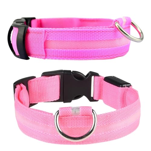 LED-Hundehalsband mit USB-Wiederaufladbar, reflektierendes Halsband für Hunde, Hundehalsband mit Licht, LED-Halsband für Haustiere (Größe L, Rosa) von Easytech