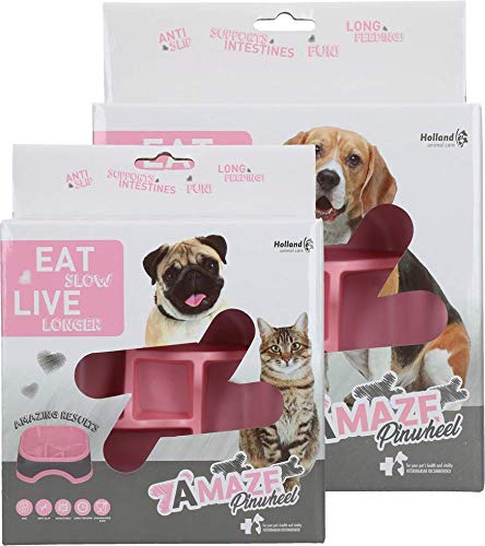 Eat Slow Live Longer Amaze Pinwheel Anti-Shrink Box – Slow Feeder – Rosa – Größe M – 23 x 18 cm von Eat Slow Live Longer