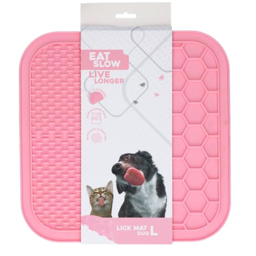 Eat Slow Live Longer Duo Leckmatte - 30 x30 cm - Quadratisch - Schnüffelmatte - Anti-Schnüffelmatte - Slowfeeder - 100% Silikon - Spülmaschinenfest - Größe L - Rosa von Eat Slow Live Longer