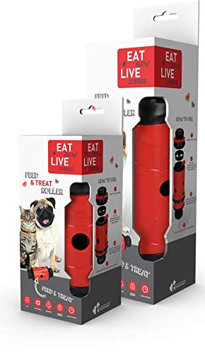 Eat Slow Live Longer Feed & Treat - Anti-Shake - Geräuschlos - Slowfeeder - Belohnungsspielzeug - Hundespielzeug mit Leckerchenversteck - Rot - Größe S von Eat Slow Live Longer