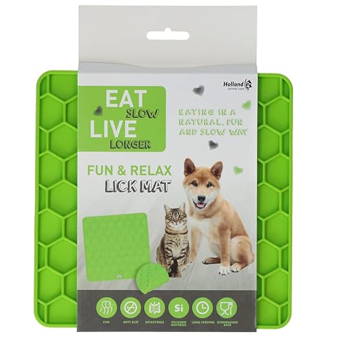 Eat Slow Live Longer Fun & Relax Leckmatte - 23 x 19 cm - Schleckmatte - Leckmatte für Hunde - Slingnapf - Langsame Fütterung - Hundenäpf - Antischlingnapf - Überall zu platzieren - Grün von Eat Slow Live Longer