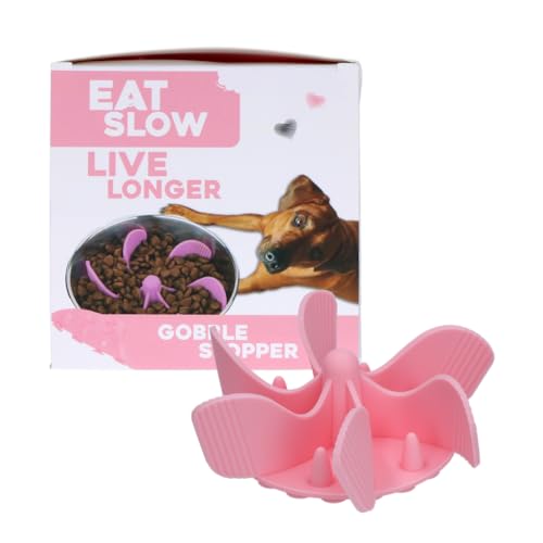 Eat Slow Live Longer Gobble Stopper - Anti Fresser - Futterautomat - Slow Feeder - Für Hunde und Katzen - 11 cm - Einsatz für Futternapf - Antischlingnapf - Anti-Rutsch - Rosa von Eat Slow Live Longer