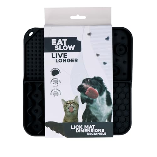 Eat Slow Live Longer Leckmatte - 21 x 21 cm - Quadratisch - Schnüffelmatte - Anti-Schnüffelmatte - Slow Feed Tablett - 100% Silikon - Leckmatte für Hunde - Spülmaschinenfest - Tablett - Grau von Eat Slow Live Longer