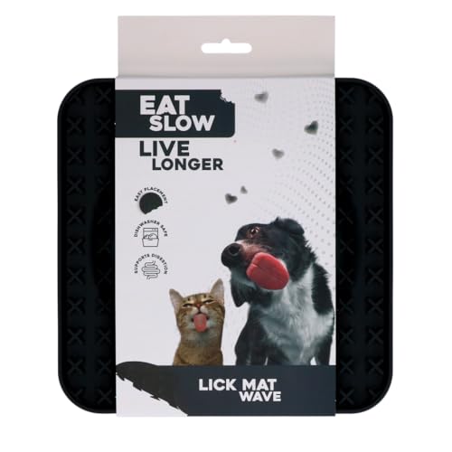 Eat Slow Live Longer Leckmatte Golf - 20 x 20 cm - Anti-Schnüffelmatte - Slow Feeder - Schnüffelmatte - 100% Silikon - Spülmaschinenfest - Für Hund oder Katze - Grau von Eat Slow Live Longer