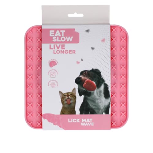 Eat Slow Live Longer Leckmatte Golf - 20 x 20 cm - Anti-Schnüffelmatte - Slowfeeder - Schnüffelmatte - 100% Silikon - Spülmaschinenfest - Für Hund oder Katze - Rosa von Eat Slow Live Longer