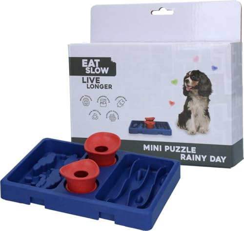 Eat Slow Live Longer Mini Puzzle Rainy Day - 13 x 19 cm - Herausforderndes Hundepuzzle - Spielzeug für Hunde - Belohnung - Intelligenz - Kann mit Snacks gefüllt Werden - Anti-Schock-Fressnapf von Eat Slow Live Longer