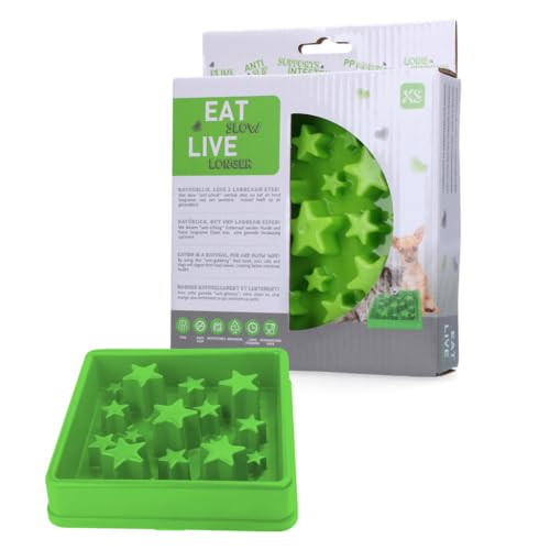 Eat Slow Live Longer Star Feeder - Anti-Kau-Futternapf - Slow Feeder für Hunde - rutschfest - Grün - 14 x 14 cm - XS - Geeignet für kleinere Hunde von Eat Slow Live Longer