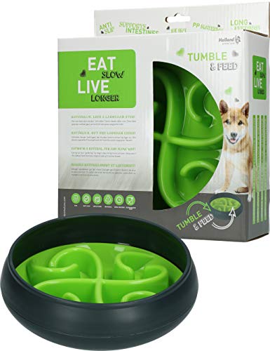 Eat Slow Live Longer Tumble Feeder - Futternapf - Anti-Schling - Hundenapf - Slow Feeder mit Bewegung - Das Tragerfutter für Ihr Haustier - Grün -ø 20 cm - Antischlingnapf von Eat Slow Live Longer