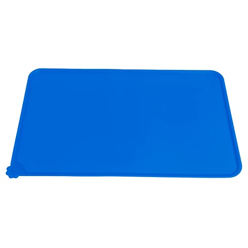 Eatbuy Hundetrinkunterlage Haustierfutter Pad, Silikon Wasserdicht Rutschfest Schüssel Trinken Fütterungsmatte für Hund Katze, Blau, 45 x 30 cm, Leicht zu Reinigen Haustierbedarf von Eatbuy