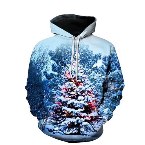 Eauptffy Hoodie Backprint Herren, Kapuzenpullover Herren, Weihnachts Kapuzenpulli Kordelzug Sweatshirt Kapuze Training Kapuzenjacke Lockere Lässiger Sweater Mode WeihnachtsWeihnachtsmotive von Eauptffy