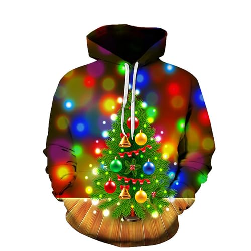 Eauptffy Hoodie Backprint Herren, Kapuzenpullover Herren, Weihnachts Kapuzenpulli Kordelzug Sweatshirt Kapuze Training Kapuzenjacke Lockere Lässiger Sweater Mode WeihnachtsWeihnachtsmotive von Eauptffy