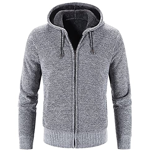 Eauptffy Hoodie Jacke Herren, Hoodie Herren Grau, Kapuzen-Sweatshirt 2024 Kordelzug Sweatshirts Kapuzen Fitness Strickjacke Beiläufig Loose Sweater Modische Einfarbige von Eauptffy