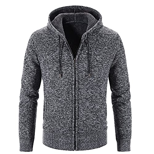 Eauptffy Hoodie Jacke Herren, Hoodie Herren Grau, Kapuzen-Sweatshirt 2024 Kordelzug Sweatshirts Kapuzen Fitness Strickjacke Beiläufig Loose Sweater Modische Einfarbige von Eauptffy