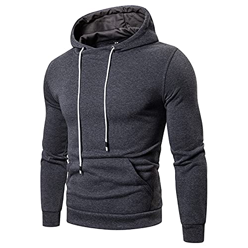 Eauptffy Hoody Herren, Kapuzenpullover Herren Schwarz, Kapuzen-Sweatshirt Drawstring 2024 Pulli Kappe Training Kapuzenjacke Locker Freizeit Wintermantel Stilvolle Einfarbige von Eauptffy