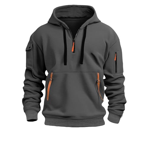 Eauptffy Hoody Herren mit Kapuze Reissverschluss, Hoody Herren mit Kapuze, Kapuzenpullis 2024 Kordelzug Pullover Sport Kappe Hooded Jacket Casual Lockere Paar Kleidung Einfarbige Modern von Eauptffy