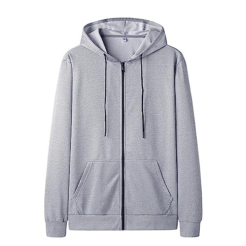 Eauptffy Hoody Herren mit Kapuze Reissverschluss, Kapuzenpulli Herren Hoodie, Kapuzenhoodie Kordelzug 2024 Pullover Kappe Fitness Hooded Jacket Loose Beiläufig Outwear Stilvolle Einfarbig von Eauptffy