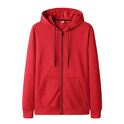 Eauptffy Hoody Herren mit Kapuze Reissverschluss, Kapuzenpulli Herren Hoodie, Kapuzenhoodie Kordelzug 2024 Pullover Kappe Fitness Hooded Jacket Loose Beiläufig Outwear Stilvolle Einfarbig von Eauptffy