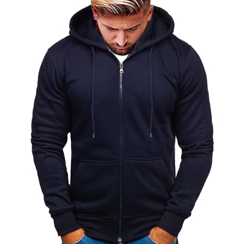 Eauptffy Kapuzenjacke Herren, Kapuzenpullover für Herren, Kapuzen-Sweatshirt Drawstring 2024 Pulli Kappe Training Winterjacke Locker Lässiges Wintermantel Stilvolle Einfarbig von Eauptffy