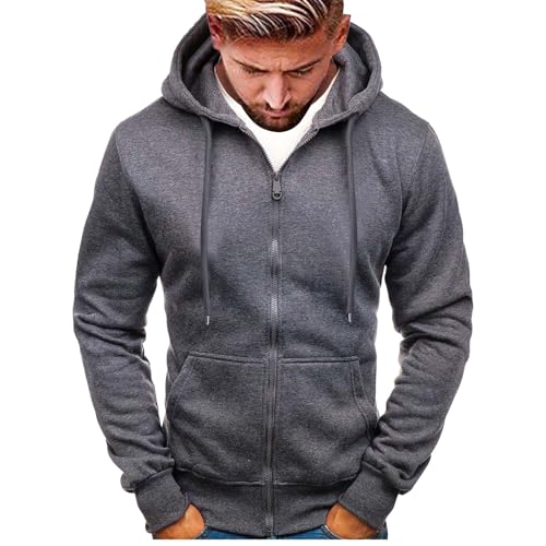 Eauptffy Kapuzenjacke Herren, Kapuzenpullover für Herren, Kapuzen-Sweatshirt Drawstring 2024 Pulli Kappe Training Winterjacke Locker Lässiges Wintermantel Stilvolle Einfarbig von Eauptffy