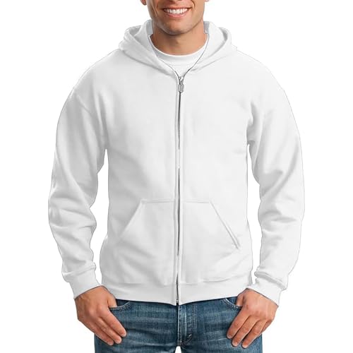 Eauptffy Kapuzenpullover Herren mit Reißverschluss, Kapuzenpulli Herren Hoodie, Hooded Langarm Winter Pulli Kapuzen Training Kapuzenjacke Lässiger Lose Outwear Solide Modische von Eauptffy