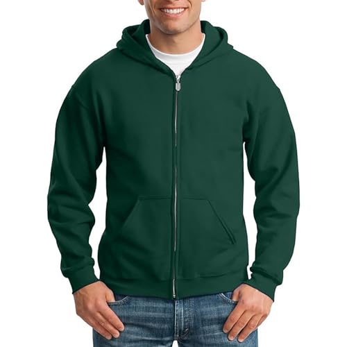 Eauptffy Kapuzenpullover Herren mit Reißverschluss, Kapuzenpulli Herren Hoodie, Hooded Langarm Winter Pulli Kapuzen Training Kapuzenjacke Lässiger Lose Outwear Solide Modische von Eauptffy