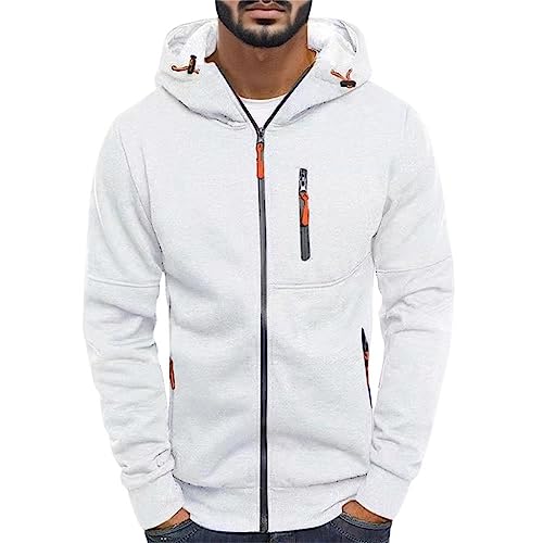 Eauptffy Kapuzenpullover Herren mit Reißverschluss, Schwarzer Kapuzenpullover Herren, Kapuzenpulli 2024 Lange Ärmel Pullis Sport Kapuzen Hooded Jacket Locker Lässig Sweater Einfarbige Modische von Eauptffy