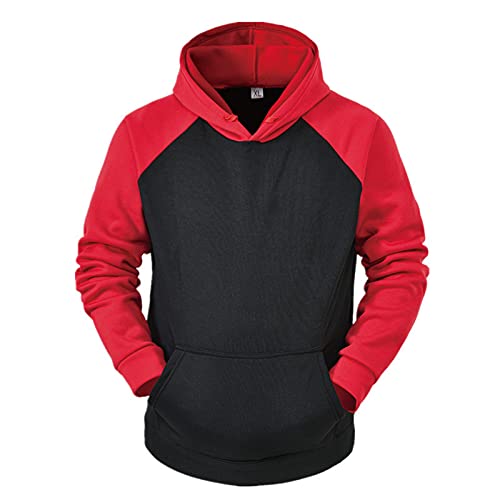 Eauptffy Oversized Hoodie Herren, Kapuzenpullover Herren Schwarz, Kapuzenpulli Lange Ärmel 2024 Pullis Training Kapuze Kapuzenjacke Freizeit Locker Paar Kleidung Stilvolle Farbblock von Eauptffy