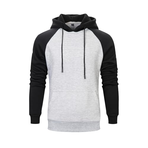 Eauptffy Winter Hoodie Herren, Kapuzenpullover Herren Oversized, Kapuzenoberteil Kordelzug 2024 Sweatshirt Fitness Kappe Winterjacke Lässige Locker Wintermantel Fashion Farbblock von Eauptffy