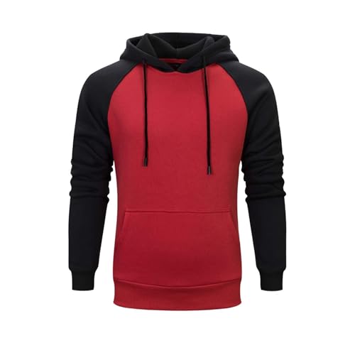 Eauptffy Winter Hoodie Herren, Kapuzenpullover Herren Oversized, Kapuzenoberteil Kordelzug 2024 Sweatshirt Fitness Kappe Winterjacke Lässige Locker Wintermantel Fashion Farbblock von Eauptffy