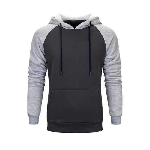 Eauptffy Winter Hoodie Herren, Kapuzenpullover Herren Oversized, Kapuzenoberteil Kordelzug 2024 Sweatshirt Fitness Kappe Winterjacke Lässige Locker Wintermantel Fashion Farbblock von Eauptffy