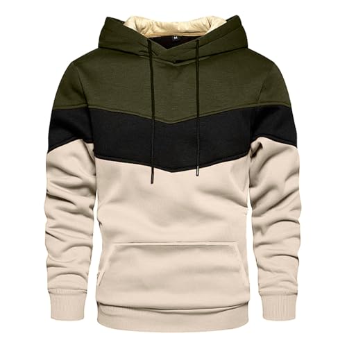 Herren Hoodie, Kapuzenpullover Herren Oversized, Kapuzensweat Winter Drawstring Pullis Kappe Training Hooded Jacket Lässig Entspannt Paar Kleidung Farbblock Modern von Eauptffy