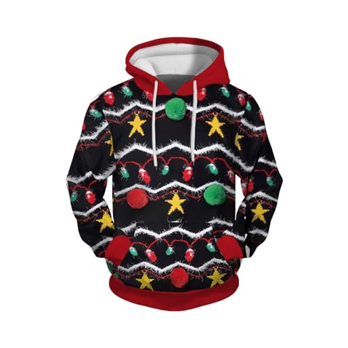 Hoodie Herren mit Reißverschluss, Herren Kapuzenpullover, Christmas Kapuzenpulli Drawstring Sweatshirt Kapuzen Fitness Kapuzenjacke Locker Lässiges Paar Kleidung Modische WeihnachtsWeihnachtsmotive von Eauptffy