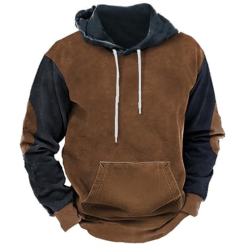 Hoodie Schwarz Herren, Kapuzenpullover Herren Oversized, Kapuzenhoodie 2024 Kordelzug Pullis Training Kappe Kapuzenjacke Casual Entspannt Outwear Farbblock Modische von Eauptffy