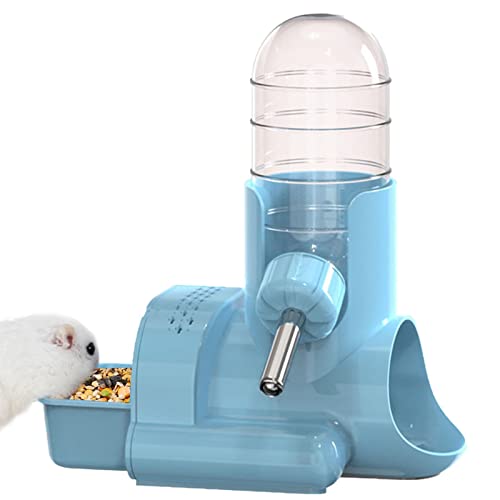 Hamster-Wasserflasche, Automatischer Spender für Haustiere mit Sockel, Freistehende Flasche mit Hütte und Futternapf für Hamster, Hasen und andere kleine Nagetiere von Eayoly