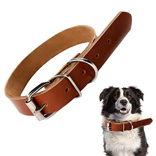 Hundehalsbänder aus Leder | Hundehalsband aus Leder mit Metallschnalle für große Hunde | Pet Deco Hundehalsbänder für Welpen, kleine und große Hunde zum Training von Eayoly