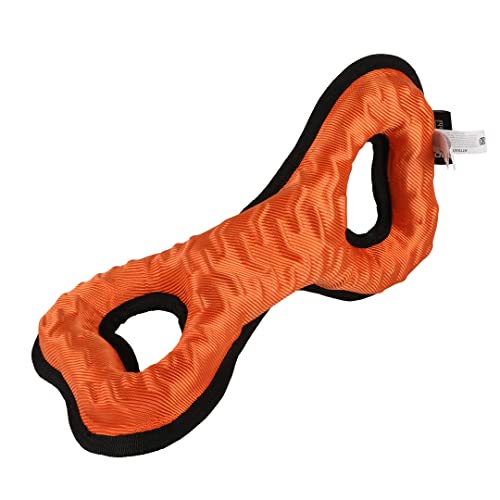 Ebi, Tug-o-War Hundespielzeug geflochten – O 31 x 15,5 x 15 cm, Orange, sehr robust und sehr robust, hochwertiger Eva-Schaum mit Oxford-Stoff, mit Quetscher, Stoff mit 3D-Motiven von Ebi