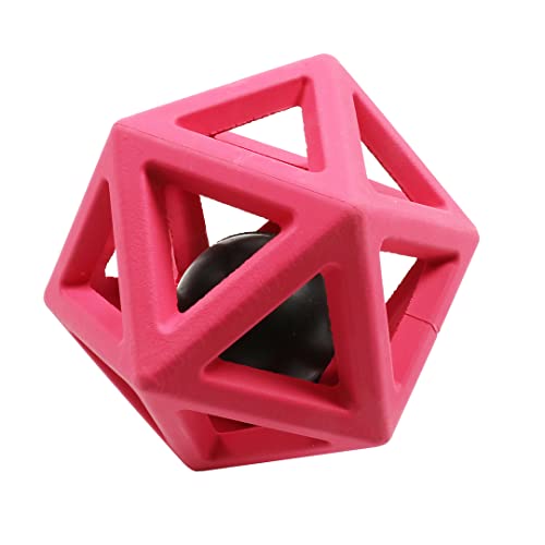 Ebi, Hundespielzeug mit Glocke 10,3 x 10,3 x 10,3 cm, lila, geometrische Form, die die Sinne anruft, Robustes Gummispielzeug mit Glocke, ideal für Blinde oder sehbehinderte Hunde von Ebi