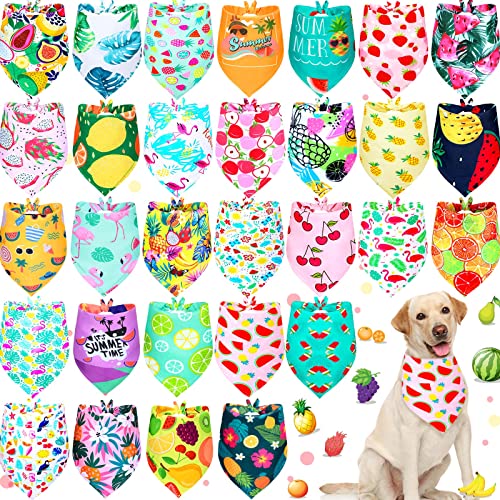 30 Stück Sommer Hawaii Hundehalstücher Bulk Frühling Weiche Dreieck Hundeschals Polyester Obst Bandana Haustierkostüm Niedliches Dreieckstuch Lätzchen mit Blumenmustern für kleine, mittelgroße und von Eccliy