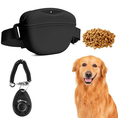 EclipseGuard Silikon-Hundeleckerli-Beutel, Silikon-Hundeleckerli-Tasche mit Klicker, 1,67 Tassen, Silikon-Leckerli-Tasche mit Hüftgurt für Haustier-Training, Spaziergang von EclipseGuard