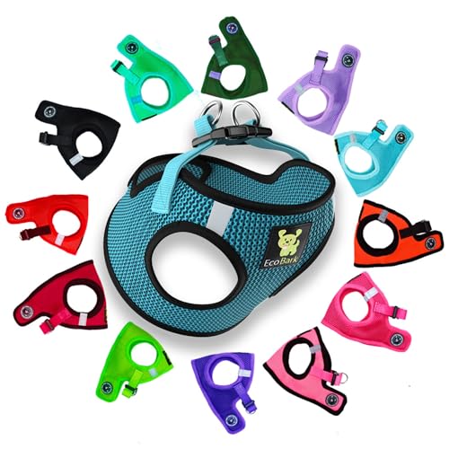 EcoBark Step in Dog Harness,Umweltfreundliches Hundegeschirr für kleine und mittelgroße Rassen,Weiches Netzspielzeug Rassengeschirr (Aqua Blue, Medium) von EcoBark