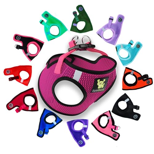 EcoBark Step in Dog Harness,Umweltfreundliches Teacup Hundegeschirr für XXS, XS und kleine Hunde,Winziges weiches Netz-Spielzeug-Rassengeschirr (Fuchsia-Rosa, XXS) von EcoBark