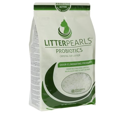 Litter Pearls Probtiotics Katzenstreu, geruchlos, Nicht klumpend, Kristall-Katzenstreu mit geruchshemmenden Probiotika, 3 kg, klare und grüne Kieselgel-Kristalle von EcoPetBox